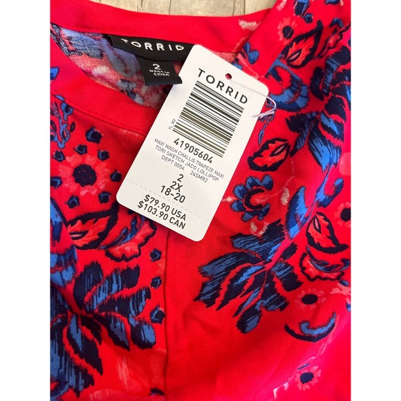 torrid Dresses & Skirts - Torrid 2X Maxi Dress Red Floral Print Sleeveless Summer Casual Trapeze NEW